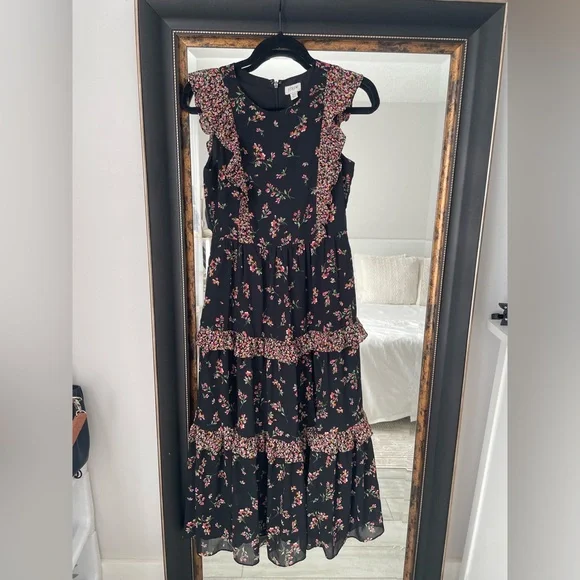 J.Crew Floral Black and Pink Maxi Dress - Picture 5 of 6